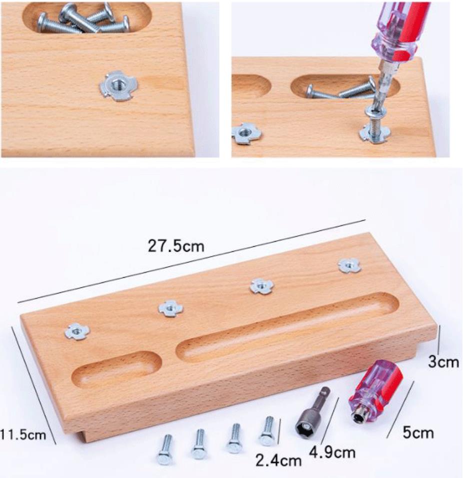 Achetez le visser/dévisser avec clé à douille Montessori pour développer la motricité fine, la coordination et l’autonomie de votre enfant